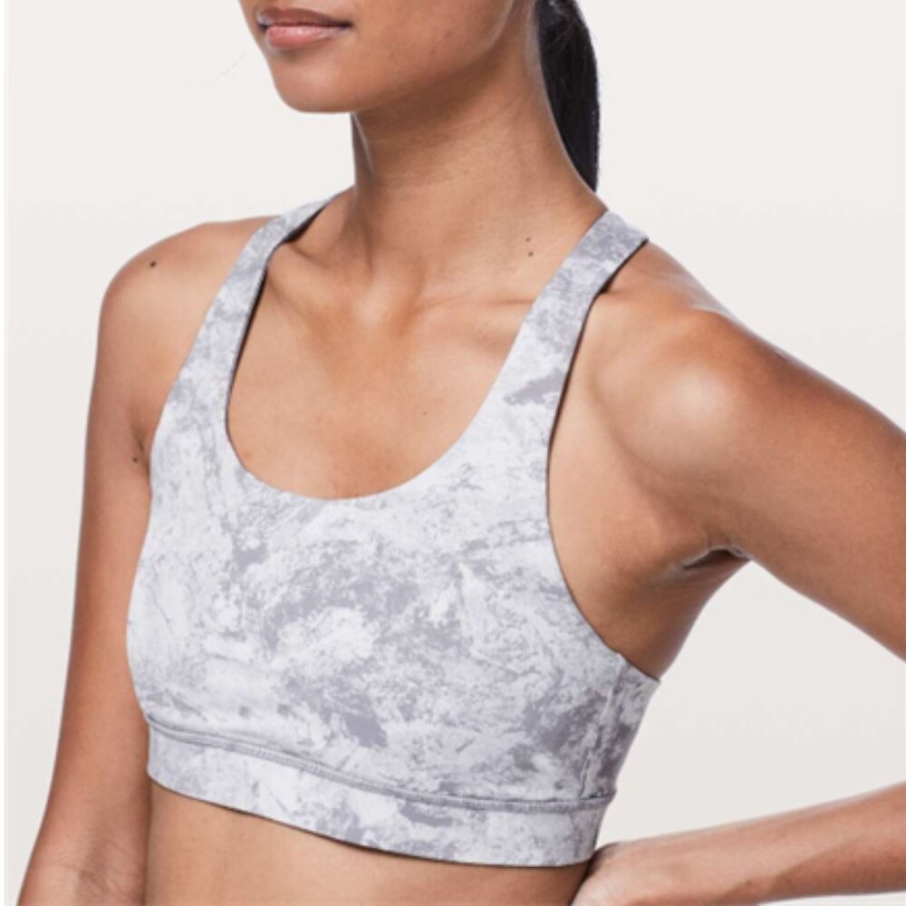 Lululemon Invigorate Bra Washed Marble Alpine White Silverscreen/Silverscreen